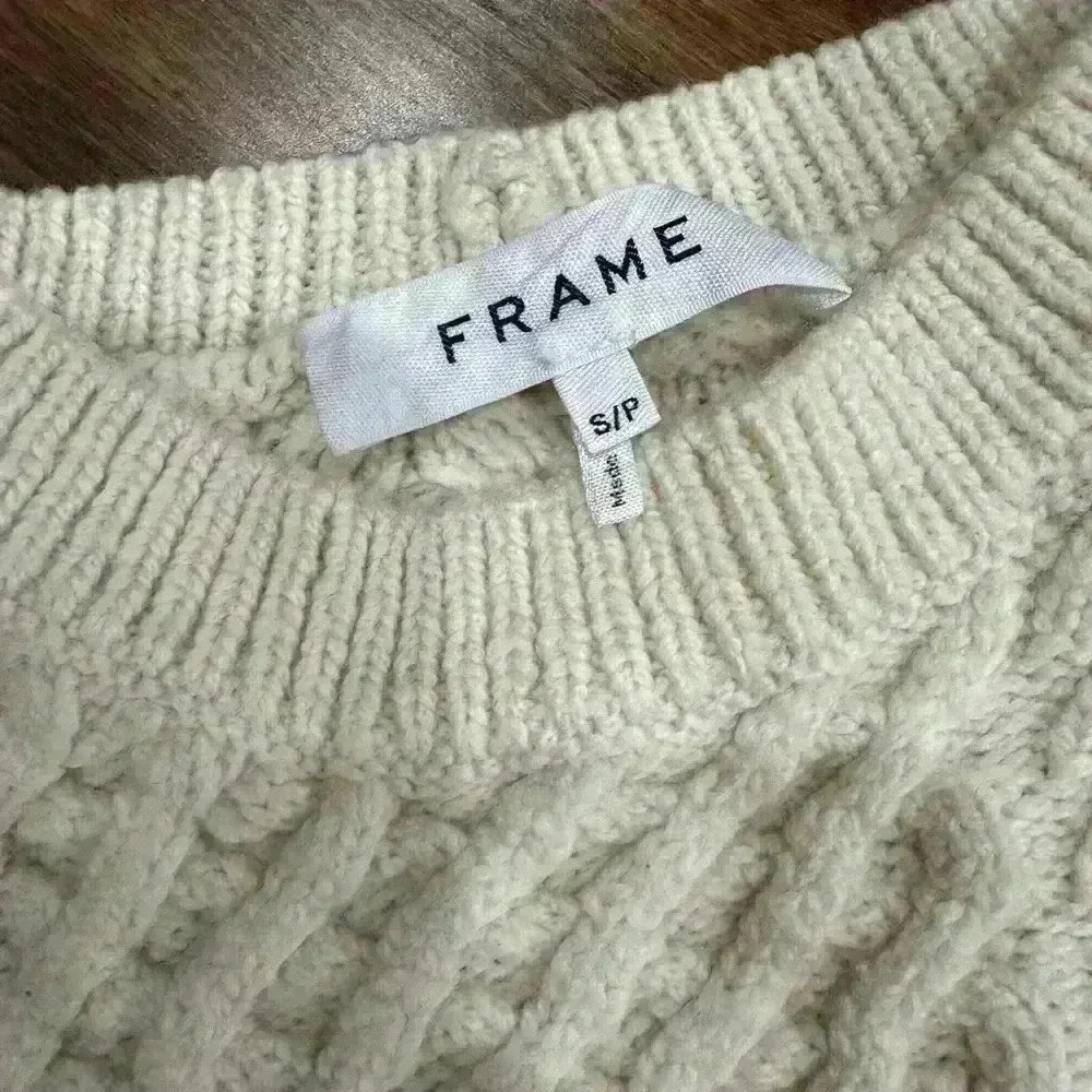FRAME Patchwork Cable Knit Wool Sweater - Size S/P - image 5